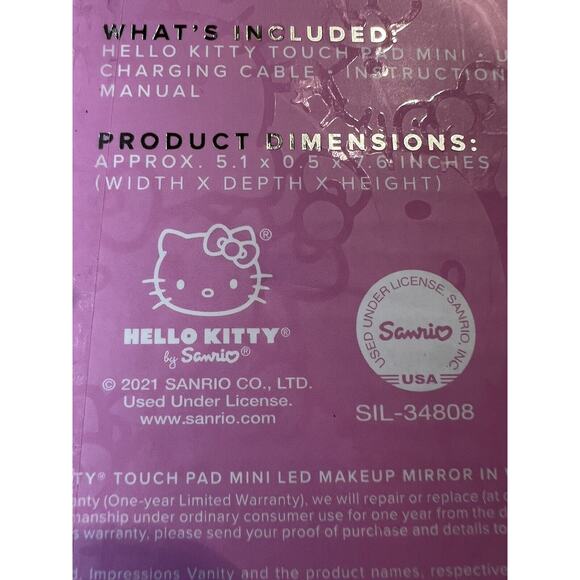 IMPRESSIONS HELLO KITTY TOUCH PAD MINI TRI-TONE LED MAKEUP MIRROR NEW - Picture 10 of 11